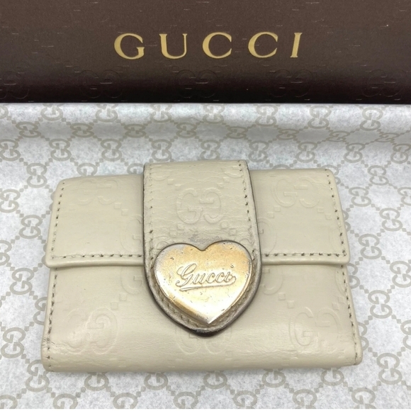 🔹️GUCCI 🔹️ Key case holder Leather ivory Guccissima - Picture 1 of 15